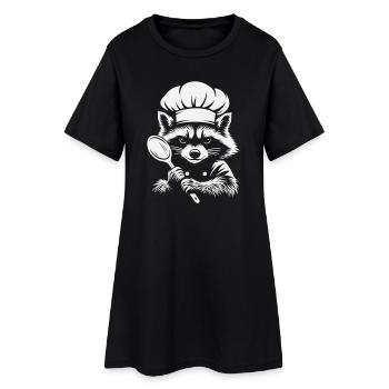 Grim Raccoon Cook | Motif de cuisine drôle - Robe T-shirt Femme - noir - Devant