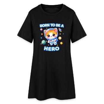 Born to Be a Hero Astronaut Kitten - Male - Women’s T-Shirt Dress - black - Front