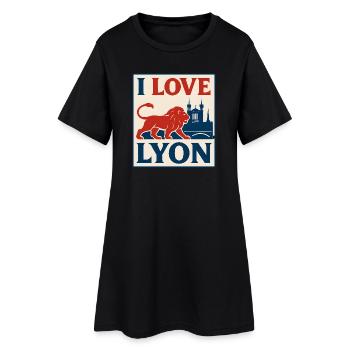 J'aime Lyon – affiche vintage - Robe T-shirt Femme - noir - Devant