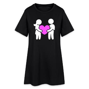 Couple amoureux - Robe T-shirt Femme - noir - Devant