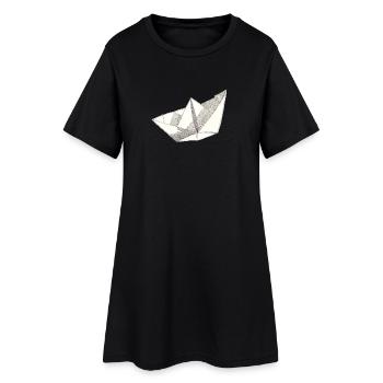 Navire en papier - Robe T-shirt Femme - noir - Devant