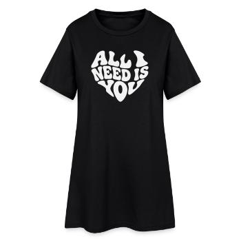Tout ce dont j’ai besoin, c’est toi - Valentine White Heart - Robe T-shirt Femme - noir - Devant