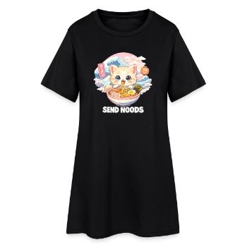 Ramen Noodles Cat Lover Retro Kawaii Cats - Women’s T-Shirt Dress - black - Front