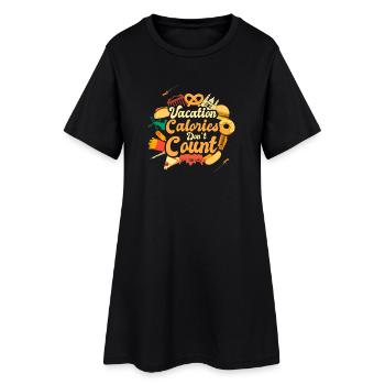 Les calories des vacances ne comptent pas le motif des voyages culinaires - Robe T-shirt Femme - noir - Devant