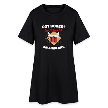Voyageurs drôles de voyage dans le monde en avion court - Robe T-shirt Femme - noir - Devant