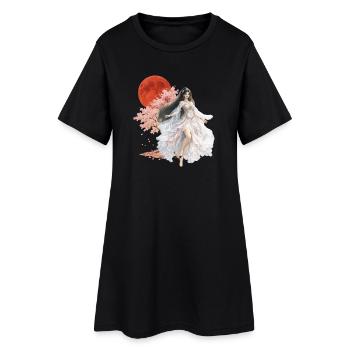 Enchanteresse Fleur au Clair de Lune - Robe T-shirt Femme - noir - Devant