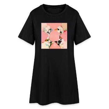 Quatre chats en cercle | Pastel Kawaii Motif - Robe T-shirt Femme - noir - Devant