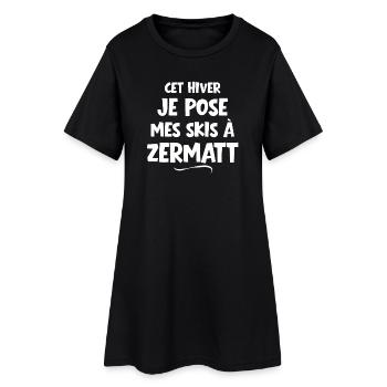 station de ski, domaine skiable, Zermatt - Robe T-shirt Femme - noir - Devant