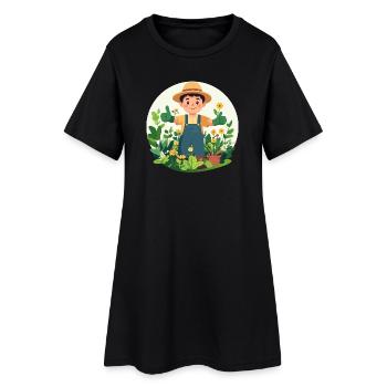 Gardener Green Thumb Plant Understander Motif - Women’s T-Shirt Dress - black - Front