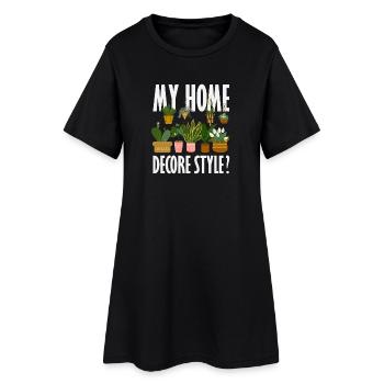 Pflanzenliebhaber My Home Decor Style Funny Flower - Frauen T-Shirt-Kleid - Schwarz - Vorne