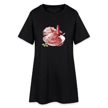 Les pâtes romaines rencontrent des monuments - Robe T-shirt Femme - noir - Devant