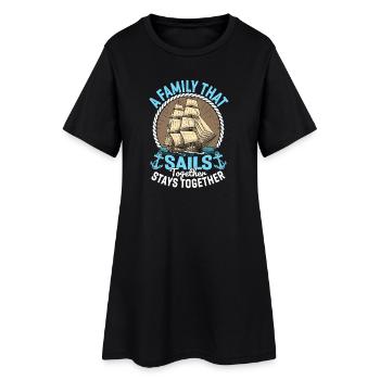 A Family That Sails Together Stays Together Sailor - Frauen T-Shirt-Kleid - Schwarz - Vorne