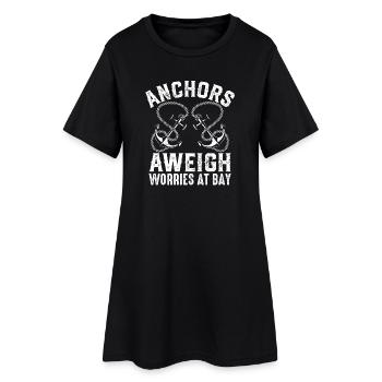 Anchors Aweigh Worries At Bay Captain Sail Sailor - Frauen T-Shirt-Kleid - Schwarz - Vorne