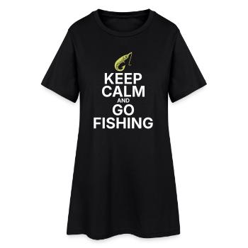 Keep Calm and Go Fishing - Frauen T-Shirt-Kleid - Schwarz - Vorne
