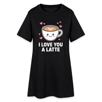 I Love You A Latte Cute Coffee Design - Women’s T-Shirt Dress - black - Front