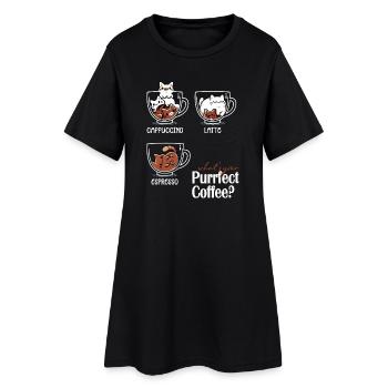 Café Purrfect - Motif Chat de Café - Robe T-shirt Femme - noir - Devant