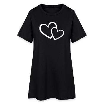 Cadeau de la Saint-Valentin à cœur blanc - Robe T-shirt Femme - noir - Devant
