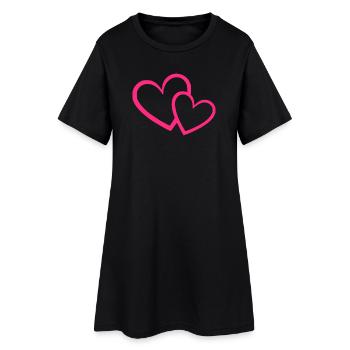 Cadeau de la Saint-Valentin en cœur rose rose - Robe T-shirt Femme - noir - Devant