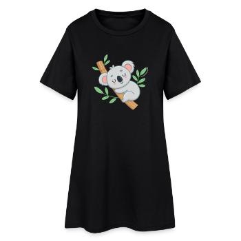 Dreamy Koala on Tropical Branch - Women’s T-Shirt Dress - black - Front