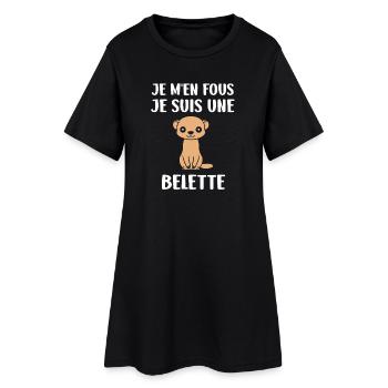 Belette mignonne sur fond noir - Robe T-shirt Femme - noir - Devant