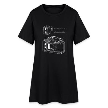 Art au trait rétro de caméra avec bande de film - Robe T-shirt Femme - noir - Devant