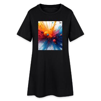 Explosion abstraite des couleurs - Robe T-shirt Femme - noir - Devant