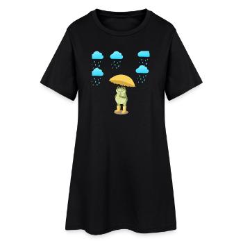 Grenouille avec un parapluie sous la pluie - Robe T-shirt Femme - noir - Devant