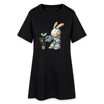 Usine d’arrosage pour lapins robots - Robe T-shirt Femme - noir - Devant