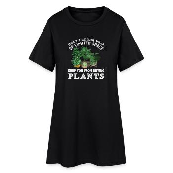 Pflanzenliebhaber Buy More Plants Gärtner - Frauen T-Shirt-Kleid - Schwarz - Vorne