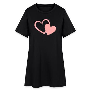 Valentines Pink Heart, Valentine's Day - Women’s T-Shirt Dress - black - Front