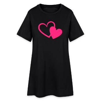 Cadeau de la Saint-Valentin en cœur rose rose - Robe T-shirt Femme - noir - Devant