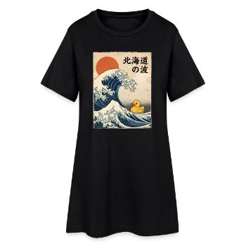 Grande vague japonaise de canard en caoutchouc style Hokkaido - Robe T-shirt Femme - noir - Devant