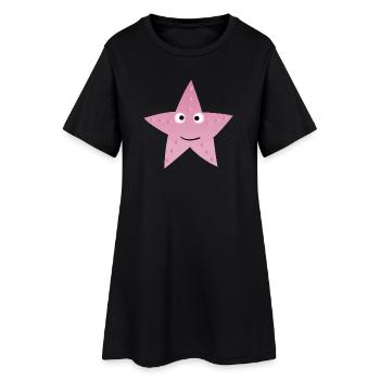 Étoile Rose avec le Sourire - Robe T-shirt Femme - noir - Devant