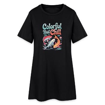 Koi Fish : Monde d’eau coloré mais décontracté - Robe T-shirt Femme - noir - Devant