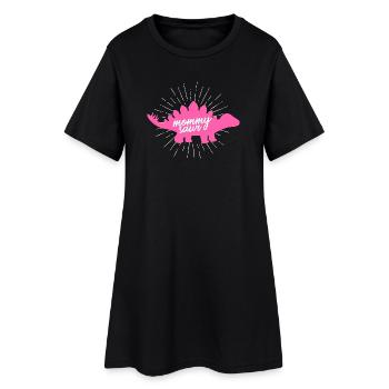 Mommysaur Rex, design drôle de slogan de dinosaure rose - Robe T-shirt Femme - noir - Devant