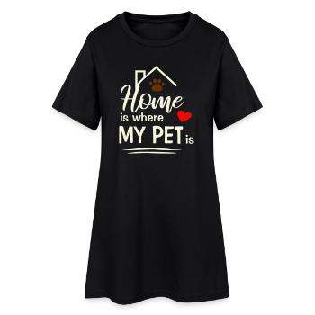 Chez moi, c’est là où se trouve mon animal de compagnie - Robe T-shirt Femme - noir - Devant