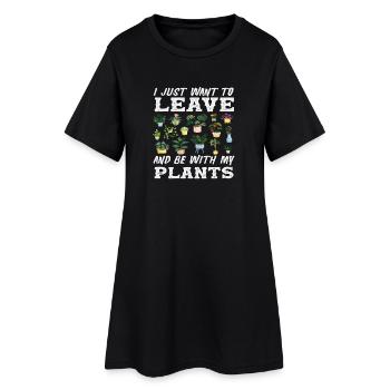 Sois avec mes plantes Plant Lover Succulent - Robe T-shirt Femme - noir - Devant