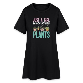 Just A Girl Who Loves Plants Gardening Succulent - Frauen T-Shirt-Kleid - Schwarz - Vorne