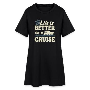 Voyage de vacances d’été en bateau de croisière - Robe T-shirt Femme - noir - Devant