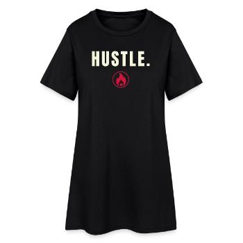 HUSTLE. Success Edition – Minimalistisches Flammen - Frauen T-Shirt-Kleid - Schwarz - Vorne