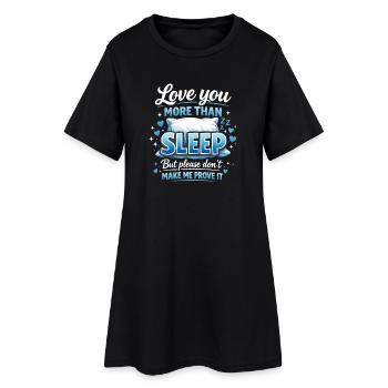 Drôle de sommeil Oreiller de lit Rêves Repos Endormi Humour - Robe T-shirt Femme - noir - Devant