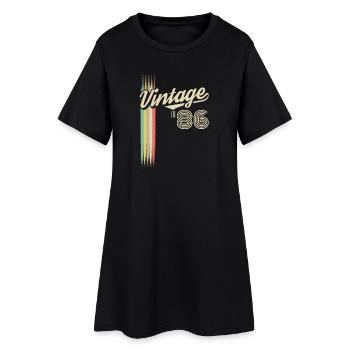Vintage 86 Retro Stripes Logo - Robe T-shirt Femme - noir - Devant