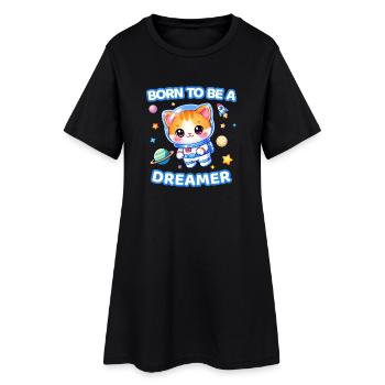 Né pour être un chaton astronaute rêveur - Mâle - Robe T-shirt Femme - noir - Devant