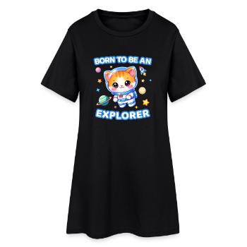 Né pour être explorateur Chaton Astronaute Homme - Robe T-shirt Femme - noir - Devant