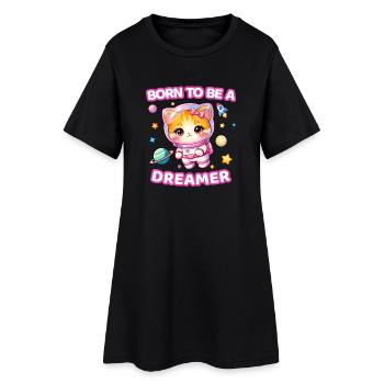 Born to Be a Dreamer Astronaut Kitten - Female - Women’s T-Shirt Dress - black - Front