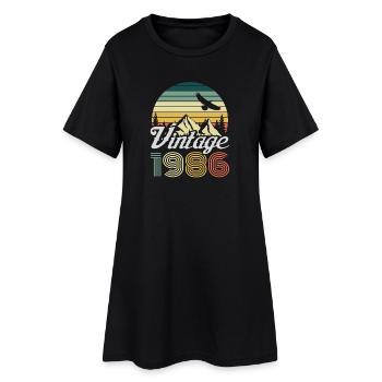 Paysage montagneux vintage 1986 - Robe T-shirt Femme - noir - Devant