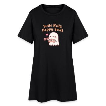 Mignons Ghost Sushi Rolls Âmes Heureuses Drôles - Robe T-shirt Femme - noir - Devant