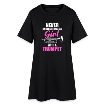 A girl with a trumpet Trompete Trompetenspieler - Frauen T-Shirt-Kleid - Schwarz - Vorne