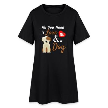 Tout ce dont vous avez besoin, c’est d’amour et d’une citation pour un chien mignon et un animal de compagnie - Robe T-shirt Femme - noir - Devant