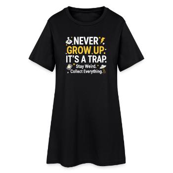 Grow Up Kidult Collectionneur rétro - Robe T-shirt Femme - noir - Devant